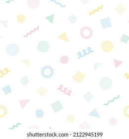 Pattern background with various shaped colorful geometric icons 