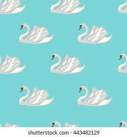 Pattern, background, wallpaper. Swan on background seamless illustration. Swan vector seamless