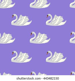 Pattern, background, wallpaper. Swan on background seamless illustration. Swan vector seamless