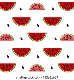 Pattern background with watermelon. Design for greeting card, summer invitation, trendy fabric, simple ornament, texture template, stylish layout. Vector illustration.