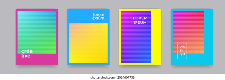 Pattern backgrounds, abstract color gradient and geometric halftone vector line shapes. Posters and book covers pattern backgrounds