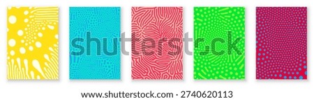 Pattern backgrounds with abstract organic or groovy psychedelic color squiggle lines. Vector organic patterns for modern trendy backgrounds