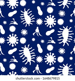 Pattern of bacteria and virus blue with tentacles medecin background vector