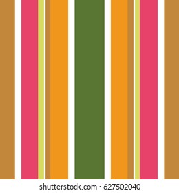 Pattern with balanced stripes. Seamless vector illustration. Geometric background with symmetrical layout, in which colored bands are arranged around a center. Green, pink, orange, brown color