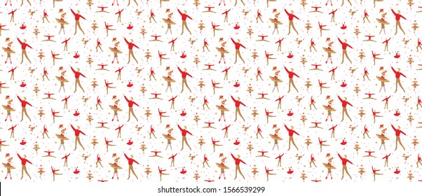  pattern with ballet dancers in motion. flat style. 
