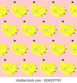 Pattern banana bunch with black dots