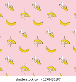 Pattern Banana on Pastel colour background, Vector