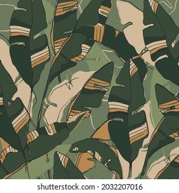 Patrón de plátano y hojas es un fondo de planta tropical. diseño vectorial.