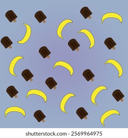 Pattern of Bananas and chocolate Ice Cream