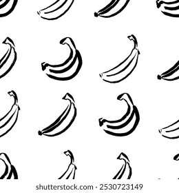 Pattern with bananas. Hand draw, vector. Doodle. Ink like