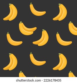 Pattern bananas on a dark background.Yellow bananas on a pattern for textiles, fabrics, wallpapers, backgrounds, wrapping paper.

