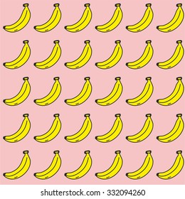 Pattern of bananas with pink background