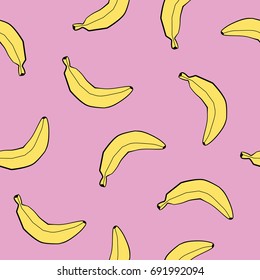 Pattern with bananas. Vector cute fruits seamless background