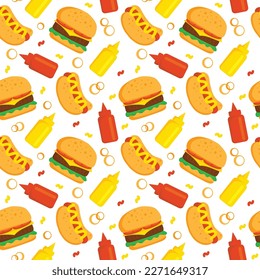 Pattern Banckground - Hotdog and Burger Pattern 