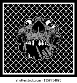 pattern bandana skull hand drawing, isolated and easy to edit. Vector Illustration