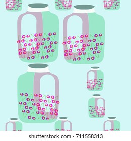 Pattern of bank cherry, seamless . Hand drawn.