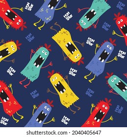 pattern banner monster alien cute colorful happy smile background; template
 brochure concepts vector illustration design character 