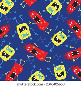 pattern banner monster alien cute colorful happy smile background; template
 brochure concepts vector illustration design character 