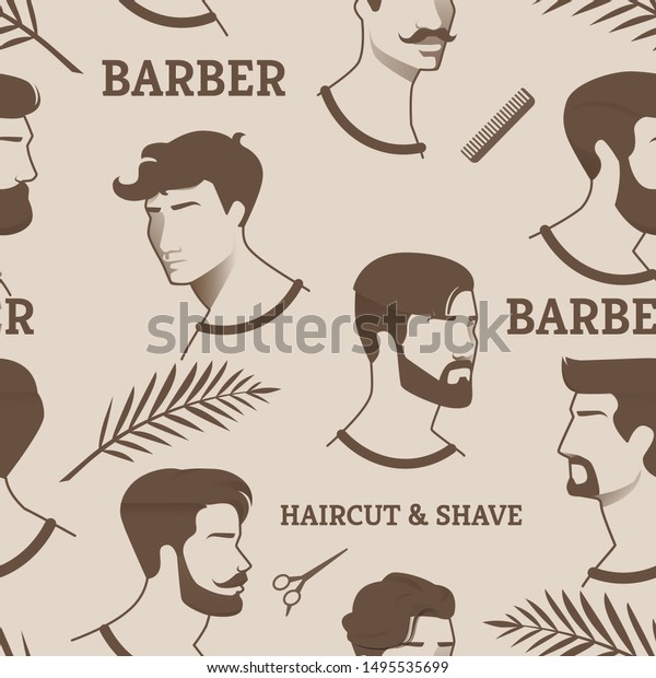 Pattern Barber Haircut Shave Scissors Comb Stock Vector Royalty