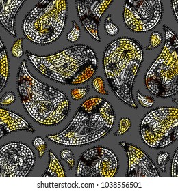 Pattern based on decorative elements Paisley. Seamless pattern in indian style.