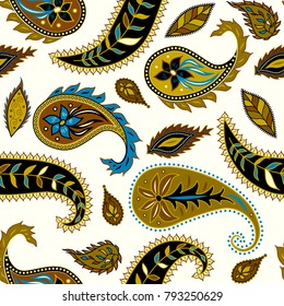 Pattern based on decorative elements Paisley. Seamless pattern in indian style.