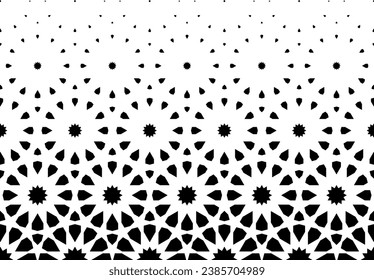 Pattern based on traditional Islamic ornament. Disappearing effect. Short
 fade out . Black and white.