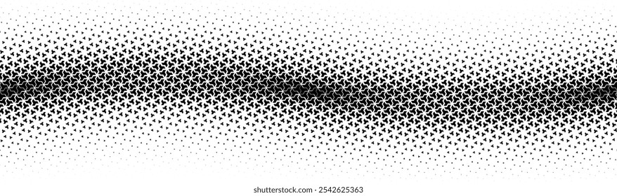 Pattern based on traditional Islamic ornament. Disappearing effect. Short fade out . Black and white.With a wave effect