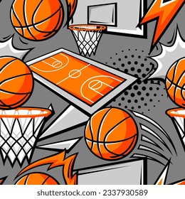 Pattern with basketball items. Sport club illustration.