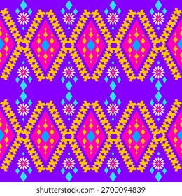 Patrón Flor de batik Damasco Étnico Boho Ikat Textura Fondo geométrico tribal