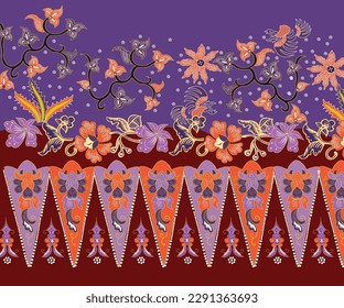 Pattern Batik Shoots of bamboo shoots Betawi cloth with floral motifs and very bright colors which are characteristic of Betawi svg