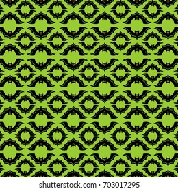 Pattern with bats. Halloween. Vector illustration on a green background.