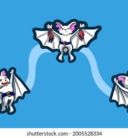 pattern of bats mice in cartoon style, for kids. Seamless pattern for wallpaper fabric, etc.