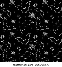Pattern with bats, spiders and cobwebs.