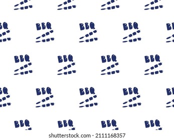 Pattern BBQ logo with kebab on skewers on white background