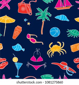 Pattern of beach recreation symbols