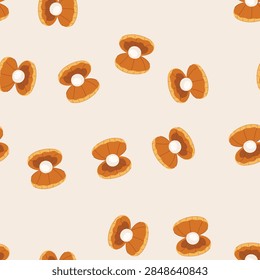 pattern beach shell pearl cartoon. water summer, perl inside, image fish beach shell pearl sign. seamless vector illustration