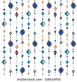 pattern with beads on thread. abstract background of circles and rhombus