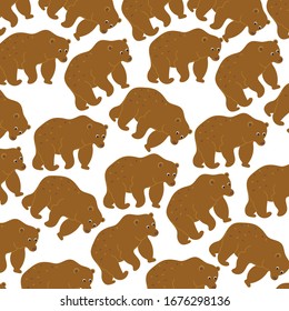Pattern with a bear. Cartoon vector illustration for prints, clothes, packaging and cards. Wild animal vector seamless pattern.
