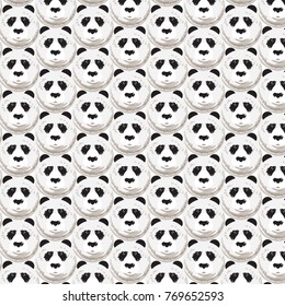 Pattern with bear head. Panda bear head