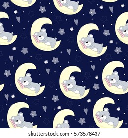 pattern with a bear and a moon.