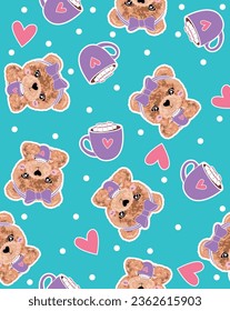 pattern bear te happy smile cute 