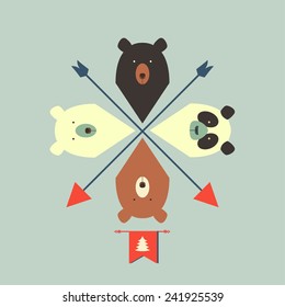 Pattern of bears with arrows