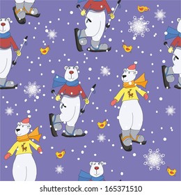 pattern with bears on a purple background