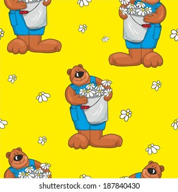 pattern with bears on a yellow background