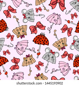 pattern of beast girls bunch pink seamless vector background wallpaper