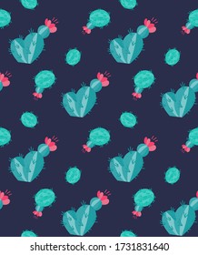 Patrón con bellos cactus al estilo escandinavo. Un fondo único y sin fisuras. Ilustración vectorial moderna.