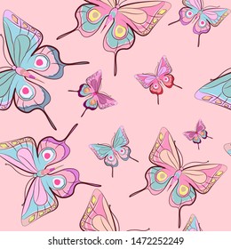 pattern beautiful color butterflies set