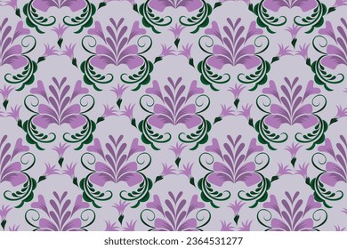 The pattern of beautiful floral motifs is seamless, neatly arranged without being continuous