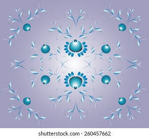 Pattern of beautiful flowers on a blue base. EPS10 vector illustration