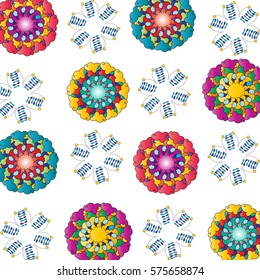 pattern with beautiful flowers on a white background